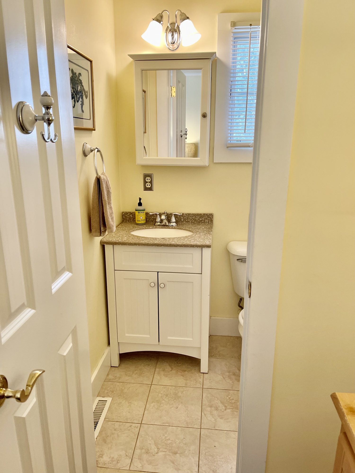 Powder room, attached to the downstairs queen