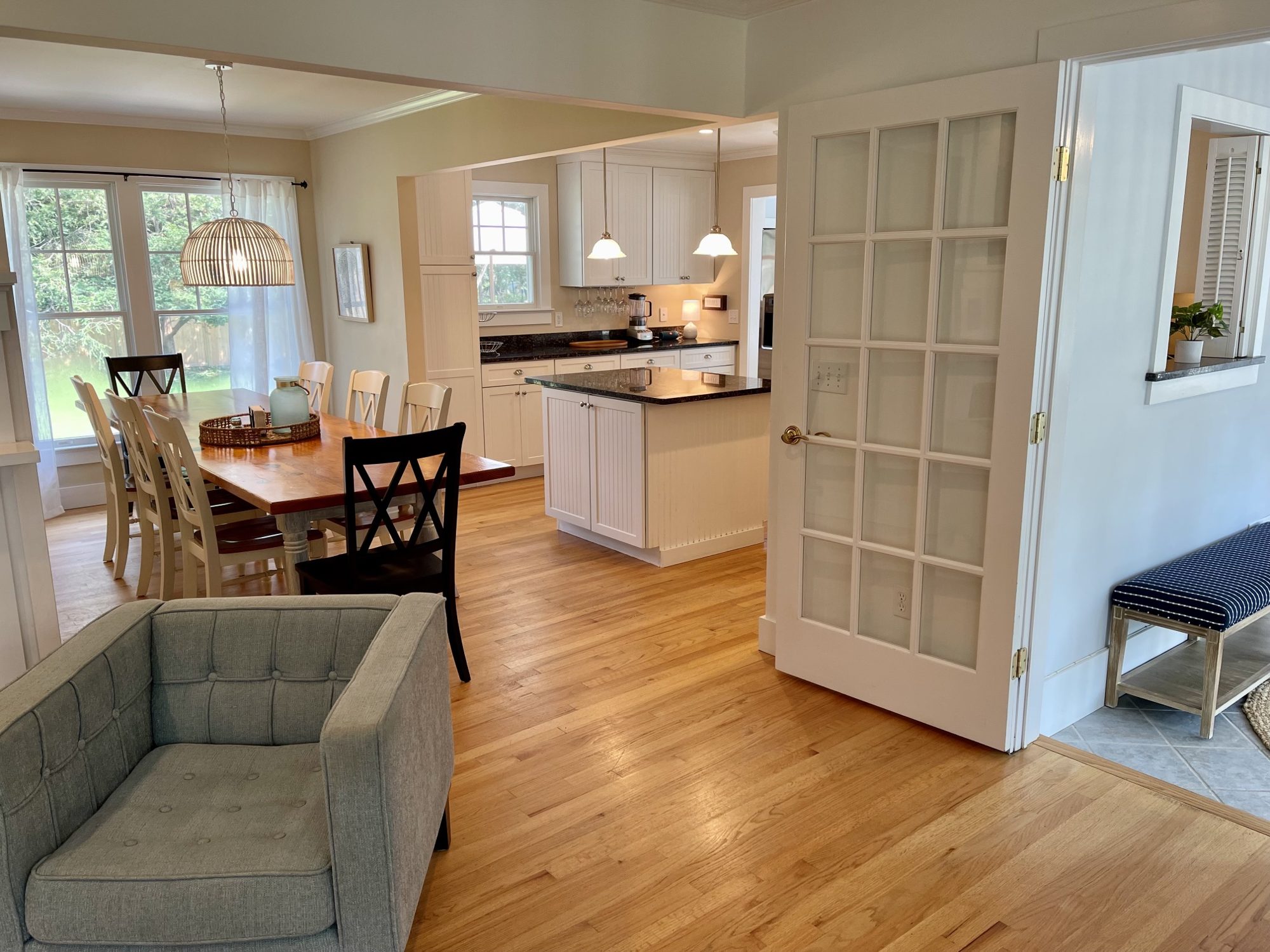 Kitchen and dining, open to each other