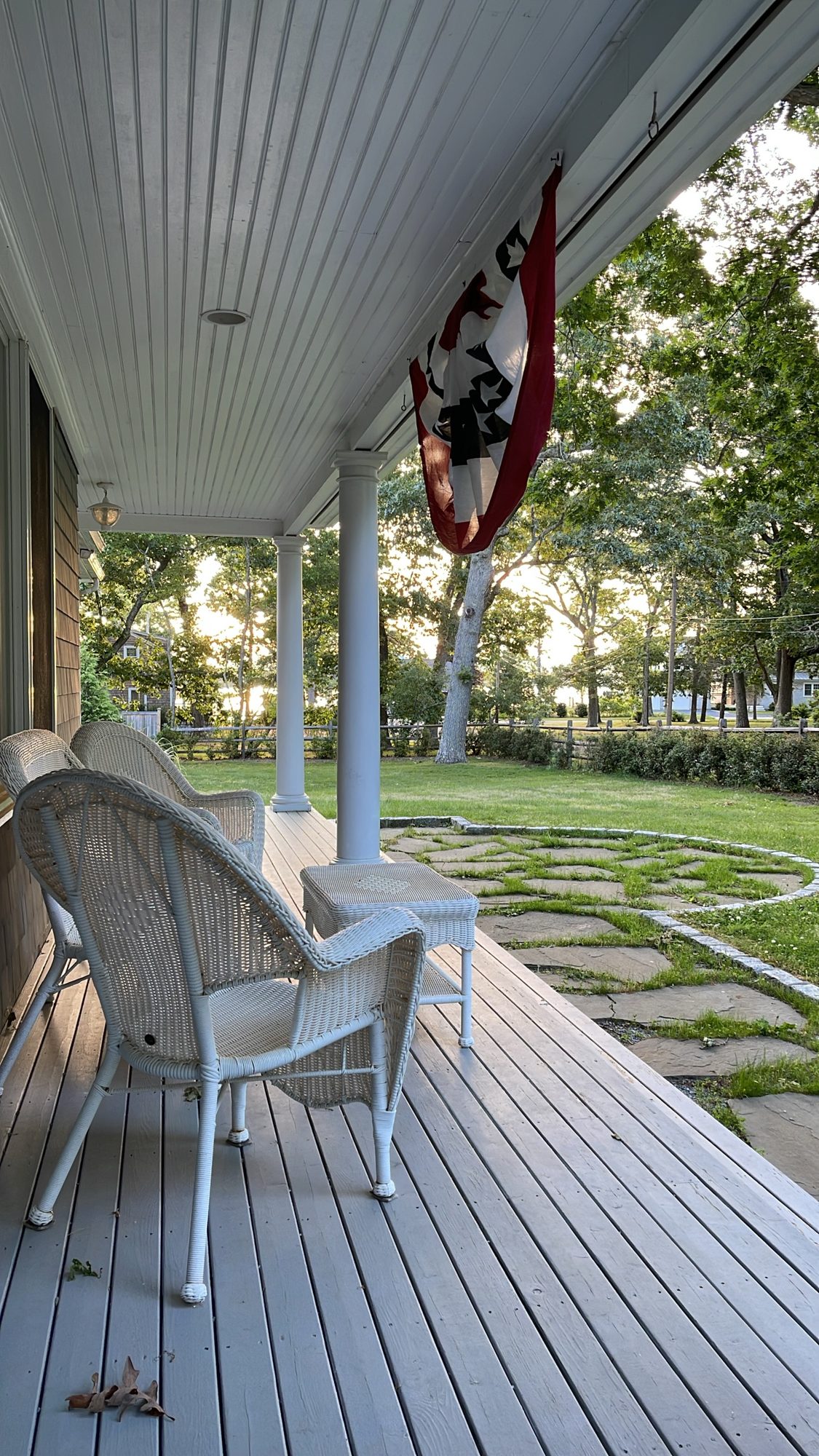 Porch chairs at sunrise